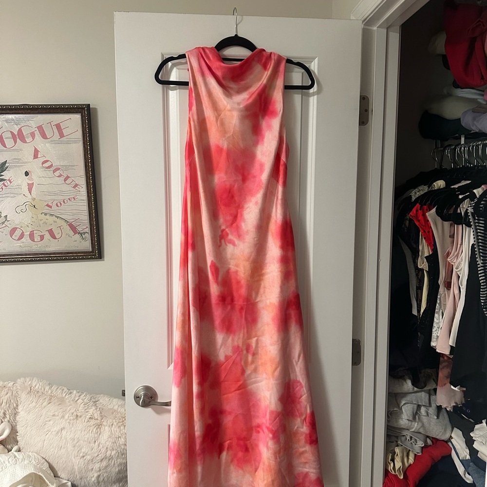 NWT Zara Pink Tie-Dye Maxi Dress